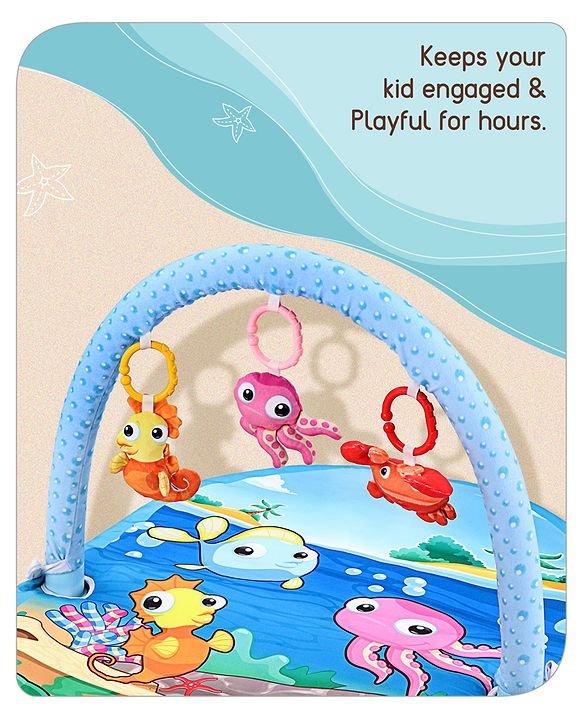 Babyhug Farm Animal Playgym - Multicolour | Farmyard Activity Mat with Interactive Hanging Toys | Encourages Sensory Exploration & Motor Development | Soft & Safe for Babies | BIS Certified