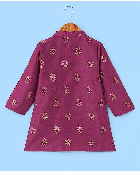 Babyhug Woven Full Sleeves Foil Printed Kurta & Pajama Set - Magenta