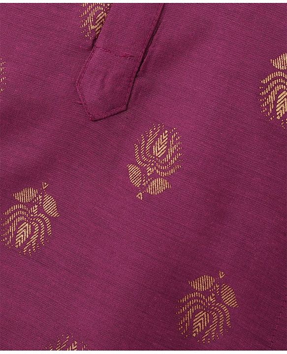 Babyhug Woven Full Sleeves Foil Printed Kurta & Pajama Set - Magenta