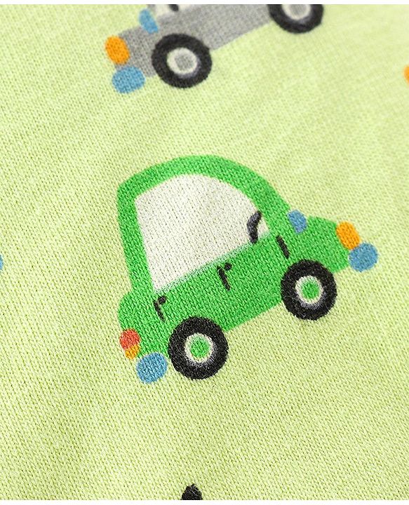 Babyhug Half Sleeves Nightwear Pajama Set Tiger and Car Print - Green