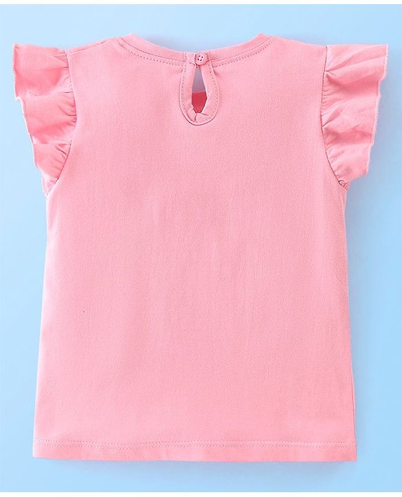 Babyhug Cotton Frill Sleeves Capri Night Suit Dot & Shake Print- Pink