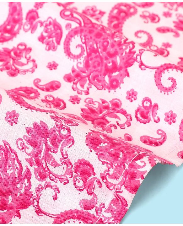 Babyhug 100% Cotton Woven Full Sleeves Kurta & Dhoti Set Paisley Pattern Print - Pink