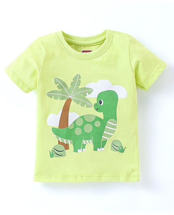 Babyhug Cotton Knit Half Sleeves Nightsuit Set Dino Print - Green