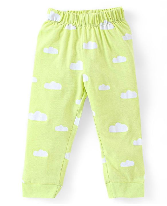 Babyhug Cotton Knit Half Sleeves Nightsuit Set Dino Print - Green