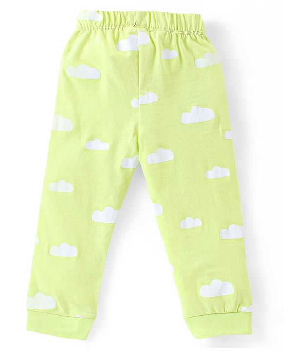 Babyhug Cotton Knit Half Sleeves Nightsuit Set Dino Print - Green
