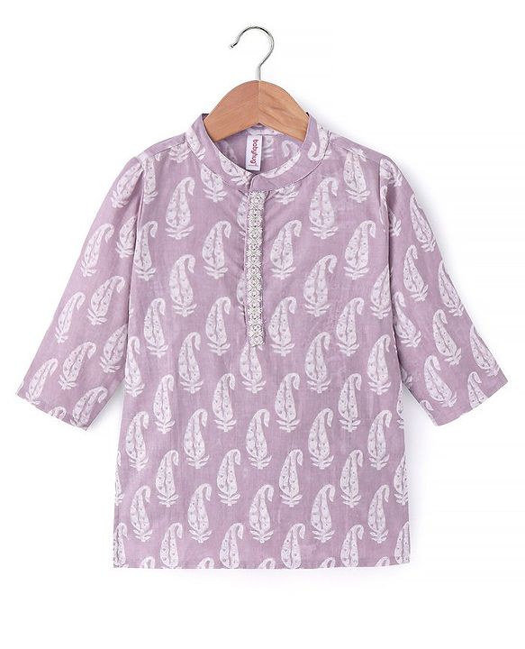 Babyhug 100% Cotton Printed Kurta with Printed Dhoti Set - Purple