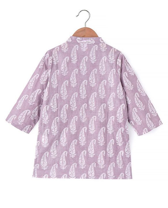 Babyhug 100% Cotton Printed Kurta with Printed Dhoti Set - Purple