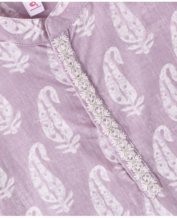 Babyhug 100% Cotton Printed Kurta with Printed Dhoti Set - Purple