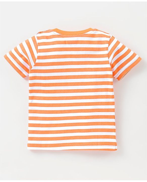 Babyhug Cotton Jersey Half Sleeves Striped & Tropical Printed T-Shirts Pack Of 3 - Orange Blue & Grey