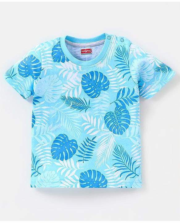Babyhug Cotton Jersey Half Sleeves Striped & Tropical Printed T-Shirts Pack Of 3 - Orange Blue & Grey