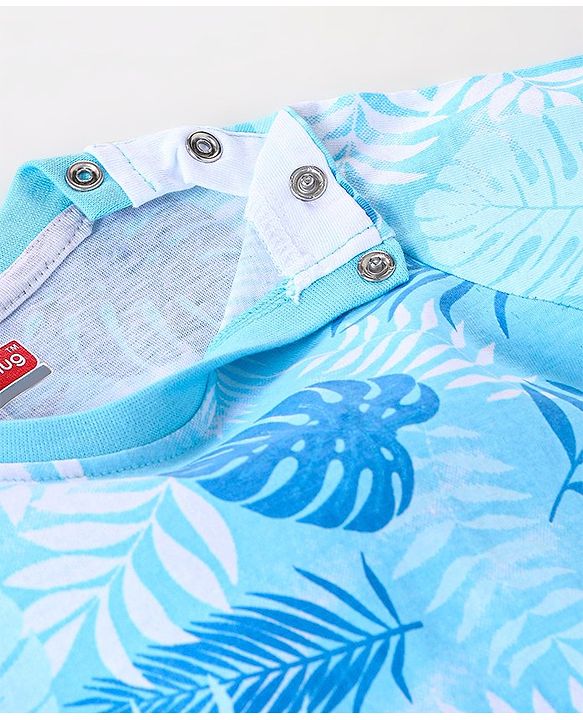 Babyhug Cotton Jersey Half Sleeves Striped & Tropical Printed T-Shirts Pack Of 3 - Orange Blue & Grey