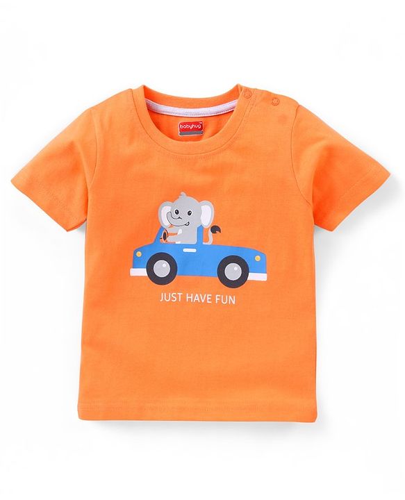 Babyhug Cotton Jersey Half Sleeves Striped T- Shirt With Travel Print Pack of 3 - Blue & Orange