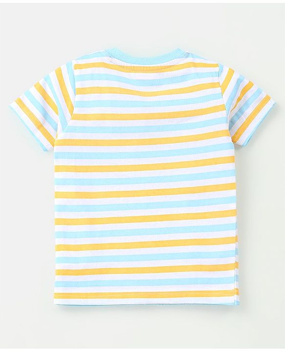 Babyhug Cotton Jersey Half Sleeves Striped T-Shirts Pack Of 3 - Yellow & Blue