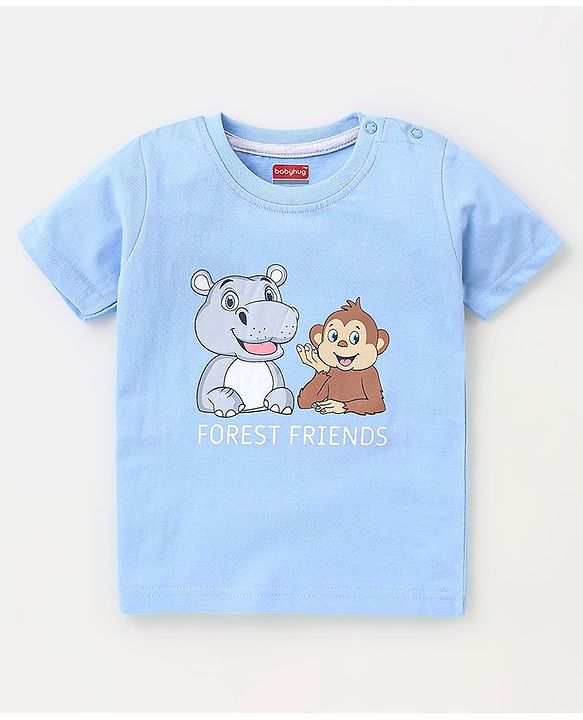 Babyhug Cotton Jersey Half Sleeves Striped & Animal Printed T-Shirts Pack Of 3 - Yellow & Blue