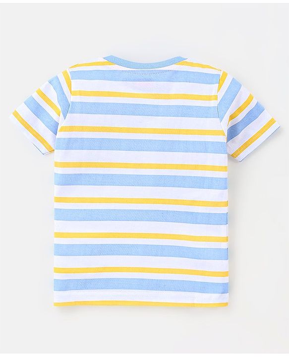 Babyhug Cotton Jersey Half Sleeves Striped & Animal Printed T-Shirts Pack Of 3 - Yellow & Blue
