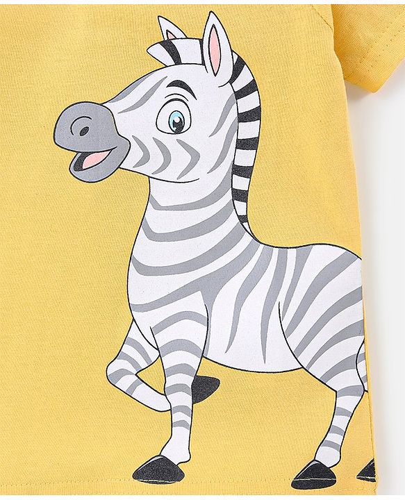 Babyhug Cotton Jersey Half Sleeves Striped & Animal Printed T-Shirts Pack Of 3 - Yellow & Blue