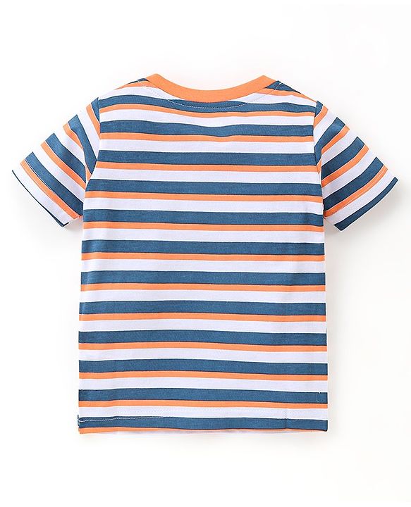 Babyhug Cotton Half Sleeves T-Shirts  Anchor Print Pack Of 3 - Blue & Orange