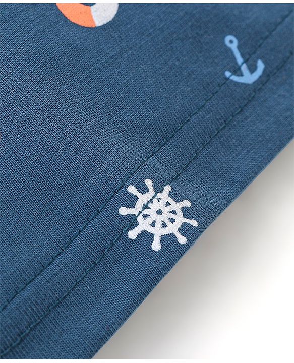 Babyhug Cotton Half Sleeves T-Shirts  Anchor Print Pack Of 3 - Blue & Orange