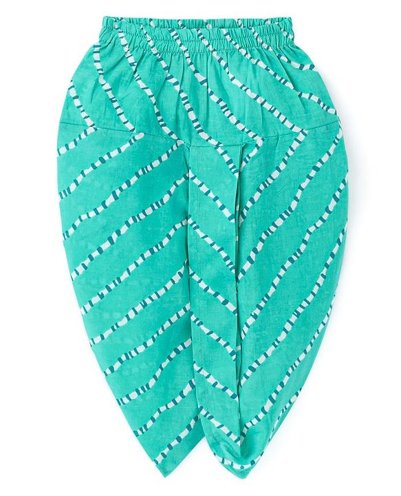 Babyhug 100% Cotton Full Sleeves Leafs Printed Kurta with Printed Dhoti Set - Sea Green