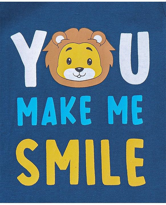 Babyhug Cotton Jersey Sleeveless T-Shirt Text Print - Blue