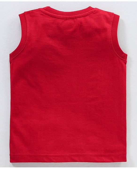 Babyhug Cotton Jersey Sleeveless T-Shirt Ice Cream Print - Red