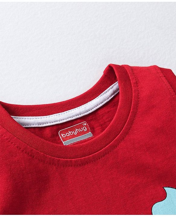 Babyhug Cotton Jersey Sleeveless T-Shirt Ice Cream Print - Red