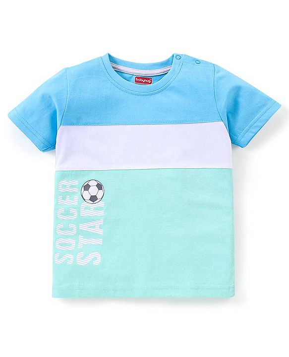 Babyhug Cotton Half Sleeves T-Shirt Color Block- Blue