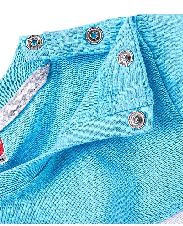 Babyhug Cotton Half Sleeves T-Shirt Color Block- Blue