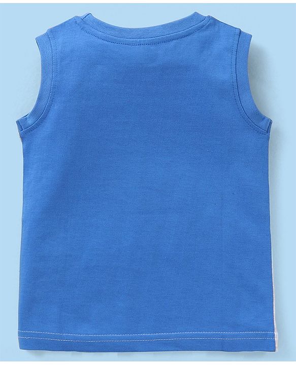 Babyhug Cotton Knit Sleeveless T-Shirt Number Patch  - White