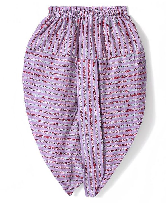 Babyhug 100% Cotton Woven Full Sleeve Floral Printed Kurta & Laheriya Printed Dhoti Set- Pink