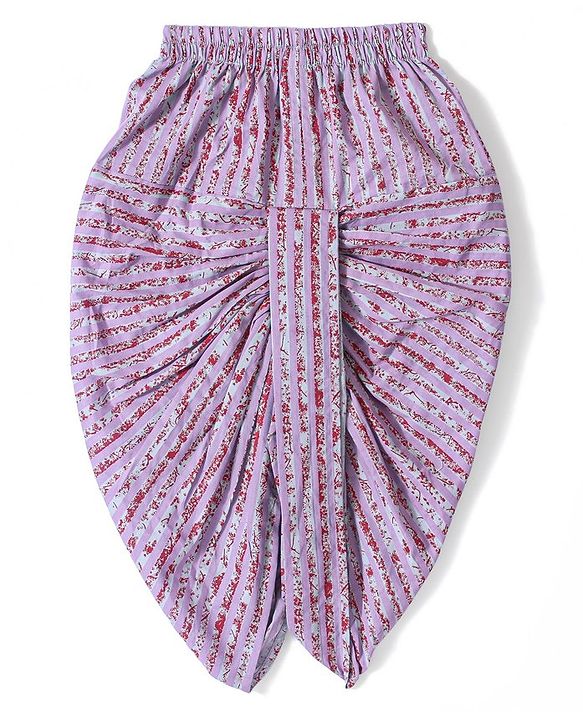 Babyhug 100% Cotton Woven Full Sleeve Floral Printed Kurta & Laheriya Printed Dhoti Set- Pink