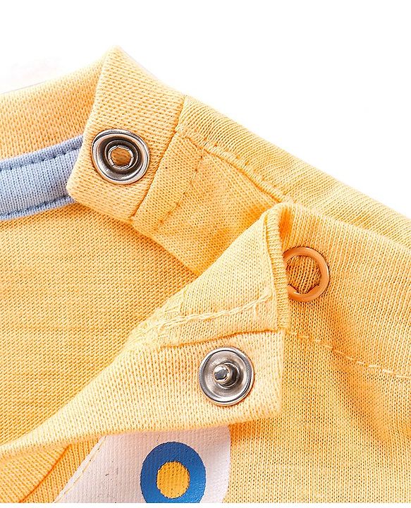 Babyhug Cotton Jersey Half Sleeves T-Shirt Construction Vehicle Print - Peach