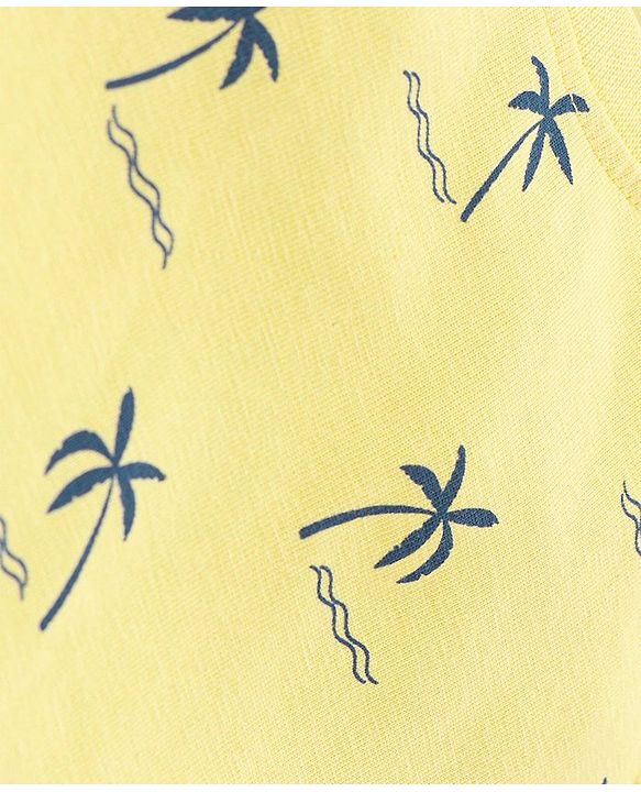 Babyhug Cotton Knit Sleeveless T-Shirts Striped and Palm Trees Print Pack of 3 - Yellow Blue & Red