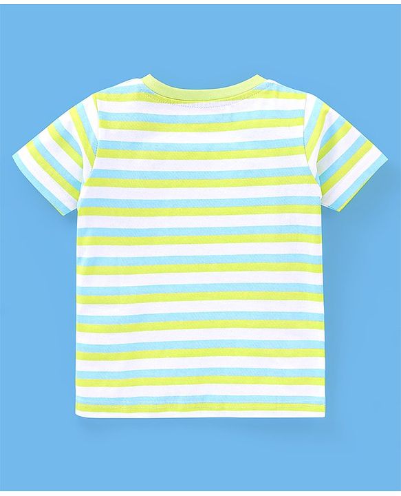 Babyhug Cotton Half Sleeves T-Shirt Stripes & Sports Print Pack of 5- Green & Blue