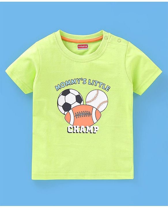 Babyhug Cotton Half Sleeves T-Shirt Stripes & Sports Print Pack of 5- Green & Blue