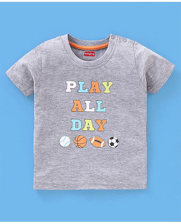 Babyhug Cotton Half Sleeves T-Shirt Stripes & Sports Print Pack of 5- Green & Blue