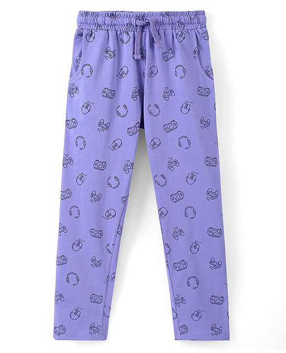 Pine Kids 100% Cotton Biowashed Half Sleeves Night Suit Gaming Print- Blue