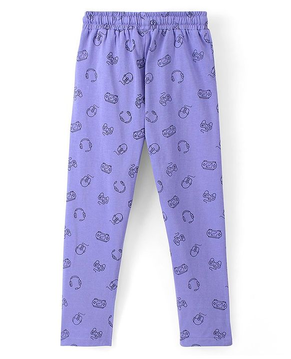Pine Kids 100% Cotton Biowashed Half Sleeves Night Suit Gaming Print- Blue