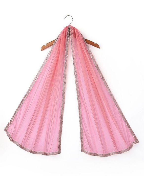 Babyhug Sleeveless Foil Printed Kurta With Pant And Dupatta Set With Embroidery Detailing- Pink