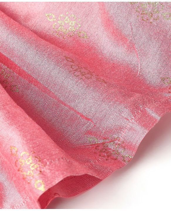 Babyhug Sleeveless Foil Printed Kurta With Pant And Dupatta Set With Embroidery Detailing- Pink