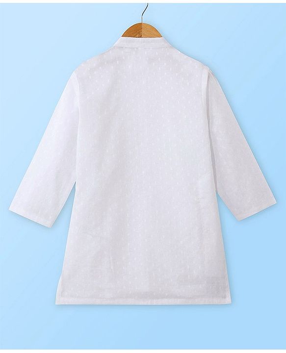 Babyhug 100% Cotton Woven Full Sleeves Kurta & Pajama Set with Stripes Embroidered Bandi Jacket - White