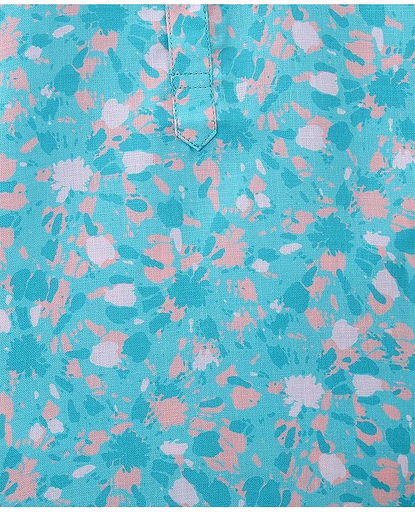 Babyhug 100% Cotton Woven Full Sleeves Kurta & Pyjama Set Abstract Print - Blue