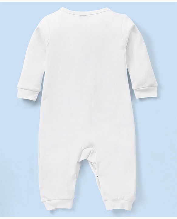 Babyhug Full Sleeves 100% Cotton Romper Solid Colour - White