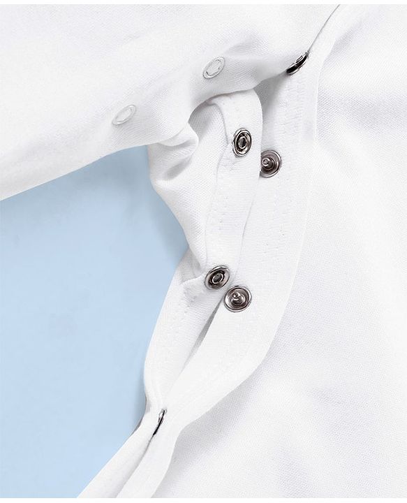 Babyhug Full Sleeves 100% Cotton Romper Solid Colour - White