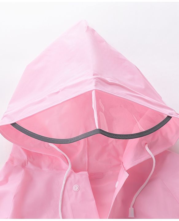 Babyhug Full Sleeves Hooded Raincoat Cartoon Print - Pink