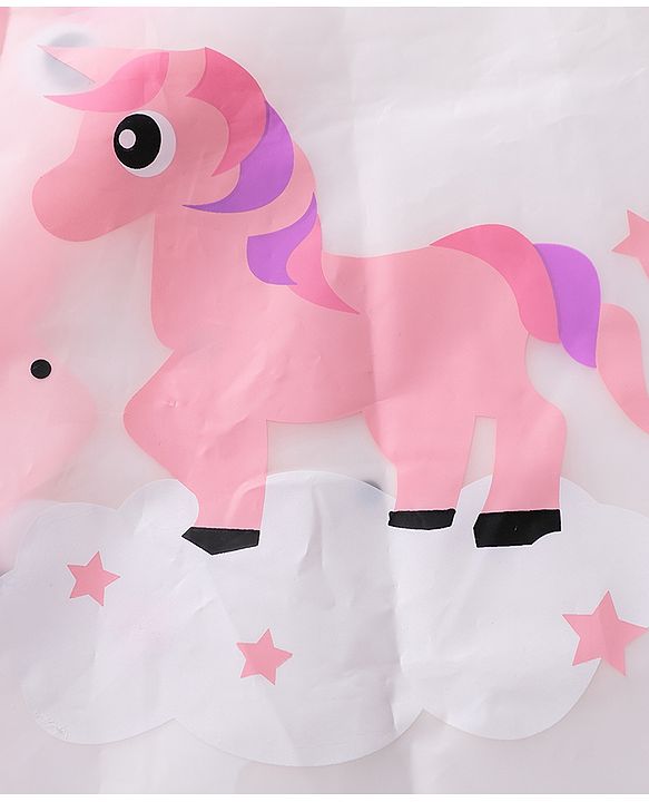 Babyhug Full Sleeves Hooded Raincoat Unicorn Print - Pink