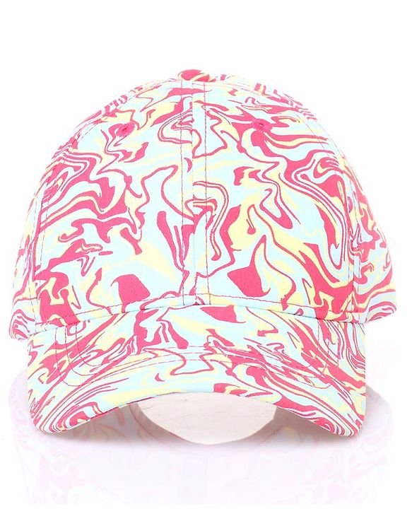 Pine Kids Cotton Baseball Caps Digital Print Pink & Green - Diameter 16.5 cm