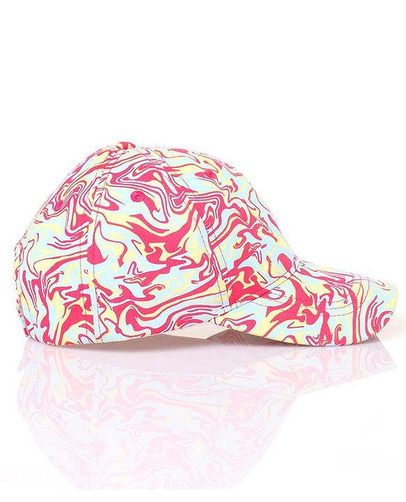 Pine Kids Cotton Baseball Caps Digital Print Pink & Green - Diameter 16.5 cm