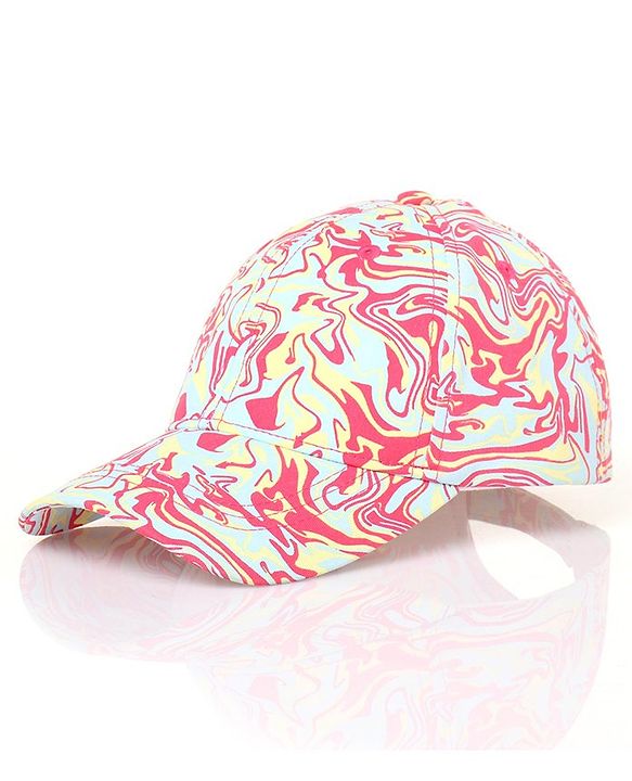 Pine Kids Cotton Baseball Caps Digital Print Pink & Green - Diameter 16.5 cm