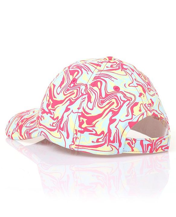 Pine Kids Cotton Baseball Caps Digital Print Pink & Green - Diameter 16.5 cm